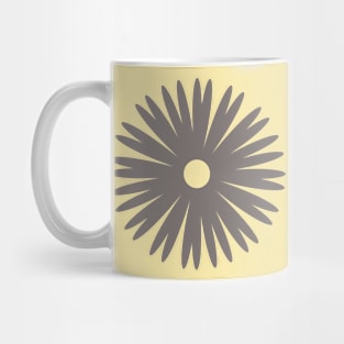 Flower 1, Minimalist Abstract Floral in Yellow and Dark Taupe Mug